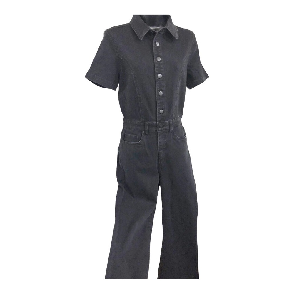 Jessica Simpson black gravel cammie flare leg stretch denim jeans Jumpsuit sz 13 - Picture 12 of 17